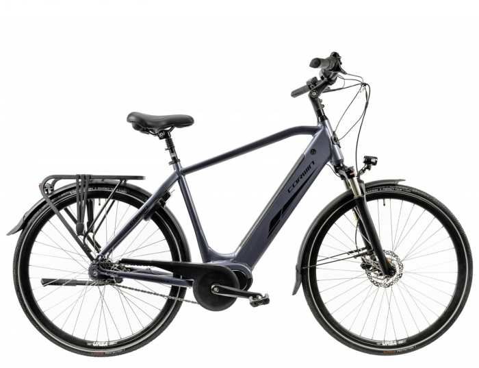 Bicicleta electrica City 28" CORWIN 28427, cadru aluminiu 21", frane hidraulice/torpedo, 7 viteze, gri [1]