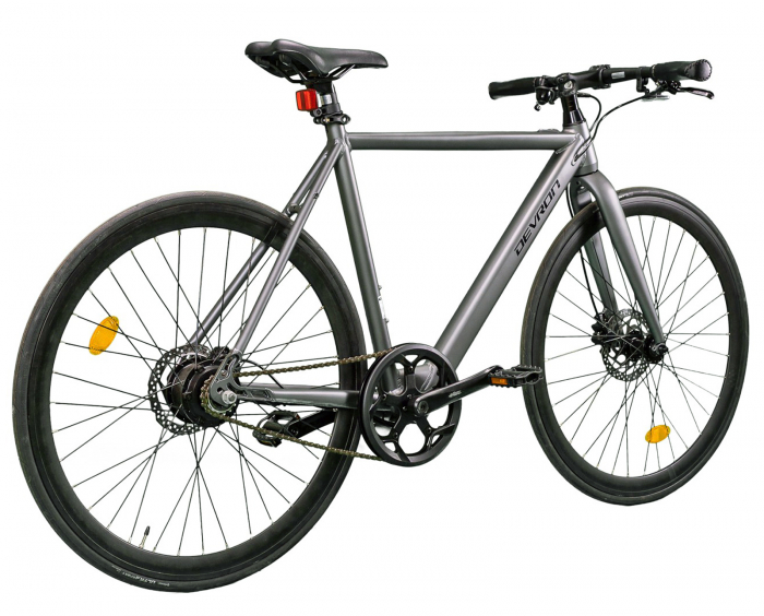 Bicicleta electrica Fixie DEVRON 28165, cadru aluminiu 21", frane hidraulice, single speed, gri [3]