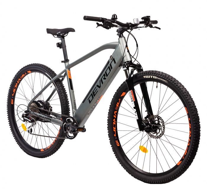 Bicicleta electrica MTB-HT 29" DEVRON Vulcan, cadru aluminiu 19.5", manete secventiale, frane hidraulice, 8 viteze, gri [2]