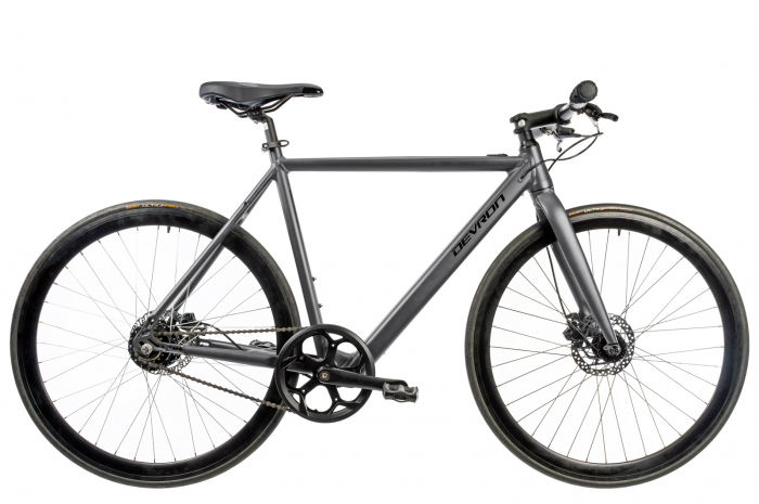 Bicicleta electrica Fixie DEVRON 28165, cadru aluminiu 21", frane hidraulice, single speed, gri [2]