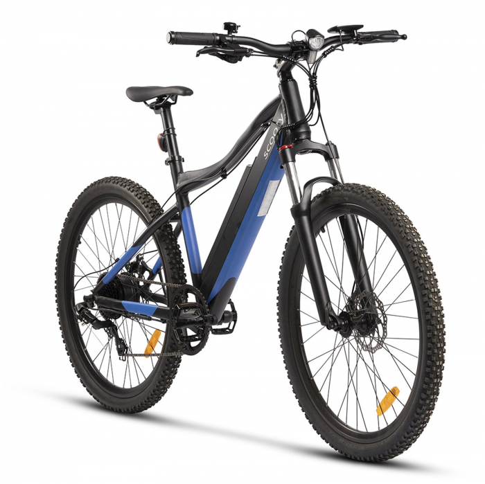 Bicicleta electrica MTB-HT 27.5" SCOOTY EM-500 PRO, cadru aluminiu 18", frane disc, 8 viteze, negru/albastru [2]