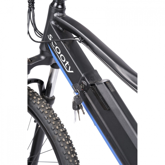 Bicicleta electrica MTB-HT 27.5" SCOOTY EM-500 PRO, cadru aluminiu 18", frane disc, 8 viteze, negru/albastru [10]