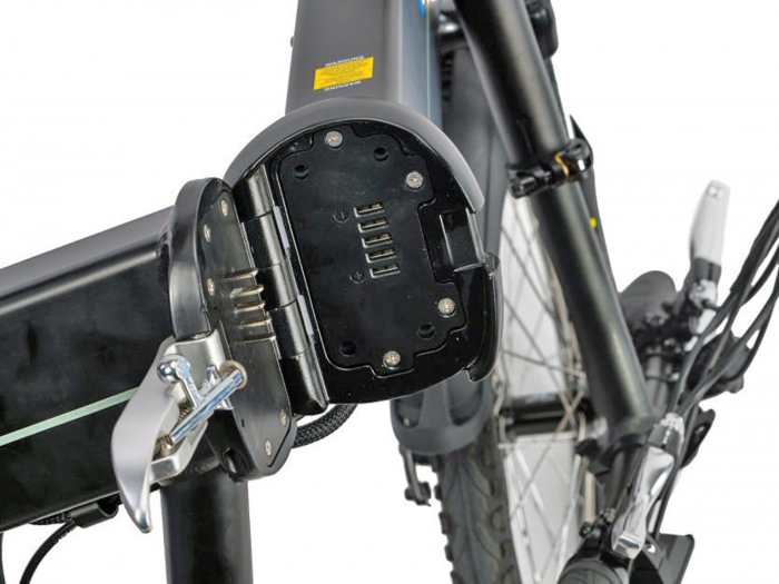 Bicicleta electrica pliabila 20" DEVRON 20201, cadru aluminiu, index, frane disc, 7 viteze, negru [2]