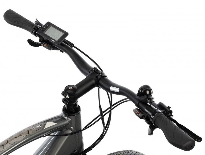 Bicicleta electrica Urban 28" AFISPORT C1.7 Lady, cadru aluminiu 18", manete secventiale, frane hidraulice, 24 viteze, gri/mov [5]