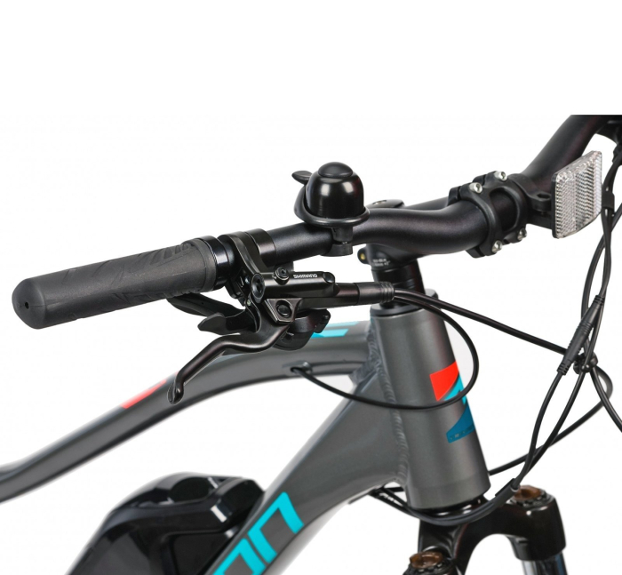 Bicicleta electrica Urban 28" DEVRON 28162, cadru aluminiu 17.5", manete secventiale, frane hidraulice, 16 viteze, gri/albastru [5]