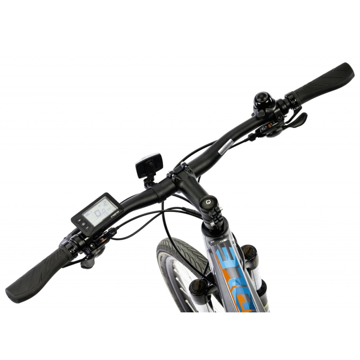 Bicicleta electrica Urban 28" DEVRON 28162, cadru aluminiu 17.5", manete secventiale, frane hidraulice, 16 viteze, gri/albastru [4]