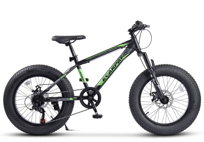 Bicicleta Fat Bike 20" CARPAT Nunu, cadru otel 13.5", manete RevoShift, frane disc, 7 viteze, varsta 7-10 ani  [2]