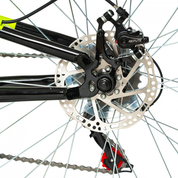 Bicicleta MTB-FS 26" DHS Flash, cadru otel 15.5", manete revoshift, frane disc, 18 viteze, negru/verde [6]