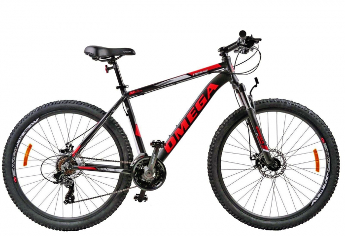 Bicicleta MTB-HT 27.5" OMEGA Thomas, cadru aluminiu 19.5", manete secventiale, frane disc, 21 viteze, negru/rosu [1]