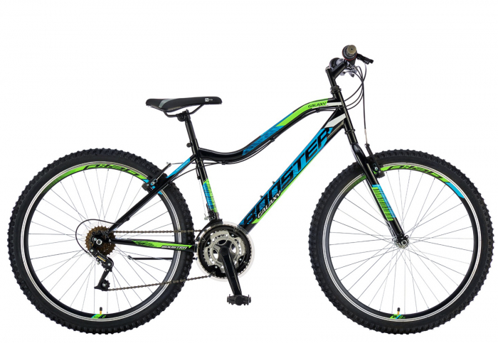 Bicicleta MTB-HT 26" POLAR Booster Galaxy, cadru otel 16", manete revoshift, frane V-Brake, 18 viteze, negru/albastru [1]