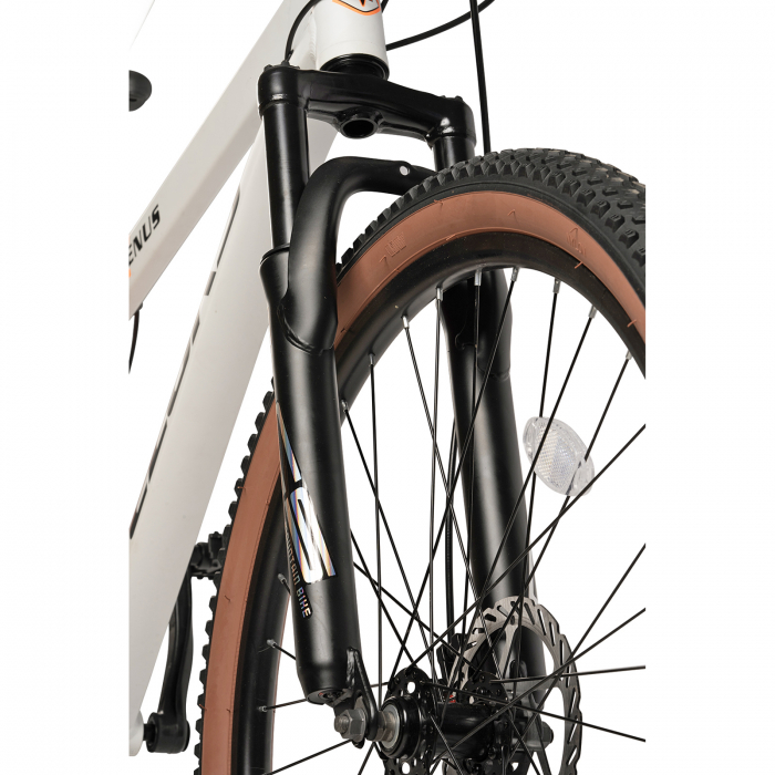 Bicicleta MTB-HT 26" VELORS Venus, cadru aluminiu 17", manete secventiale, frane disc, 21 viteze, alb/portocaliu [4]