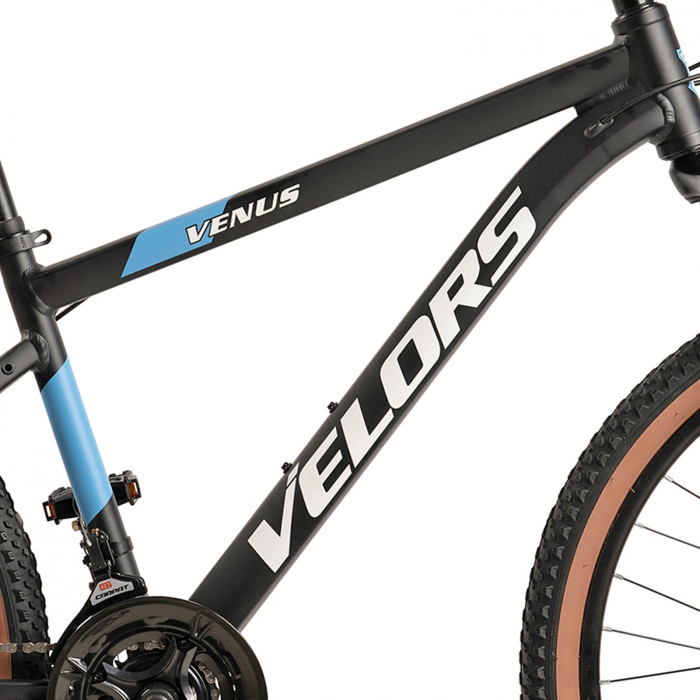 Bicicleta MTB-HT 26" VELORS Venus, cadru aluminiu 17", manete secventiale, frane disc, 21 viteze, negru/albastru [11]