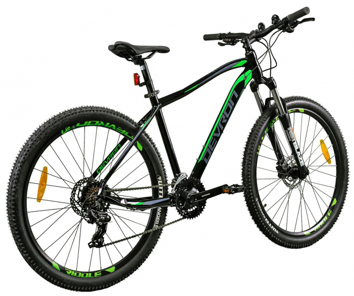 Bicicleta MTB-HT 27.5" DEVRON RIddle RM0.7, cadru aluminiu 16.5", manete secventiale, frane hidraulice, 21 viteze, negru/verde [3]