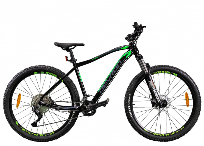 Bicicleta MTB-HT 27.5" DEVRON Riddle RM3.7, cadru aluminiu 18", manete secventiale, frane hidraulice, 20 viteze, negru/verde [2]