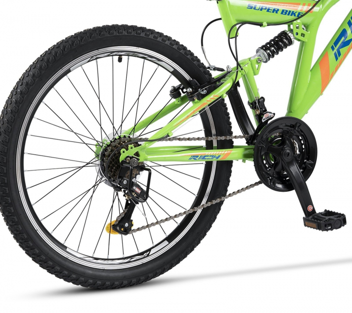 Bicicleta MTB-FS 24" RICH Alpin 2.4, cadru otel 16.5", frane V-Brake, 18 viteze [9]