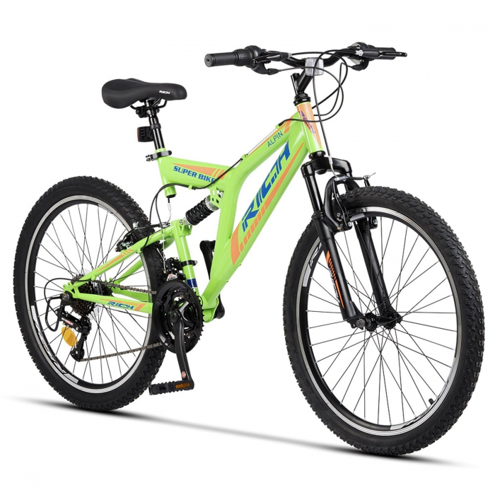 Bicicleta MTB-FS 24" RICH Alpin 2.4, cadru otel 16.5", frane V-Brake, 18 viteze [2]