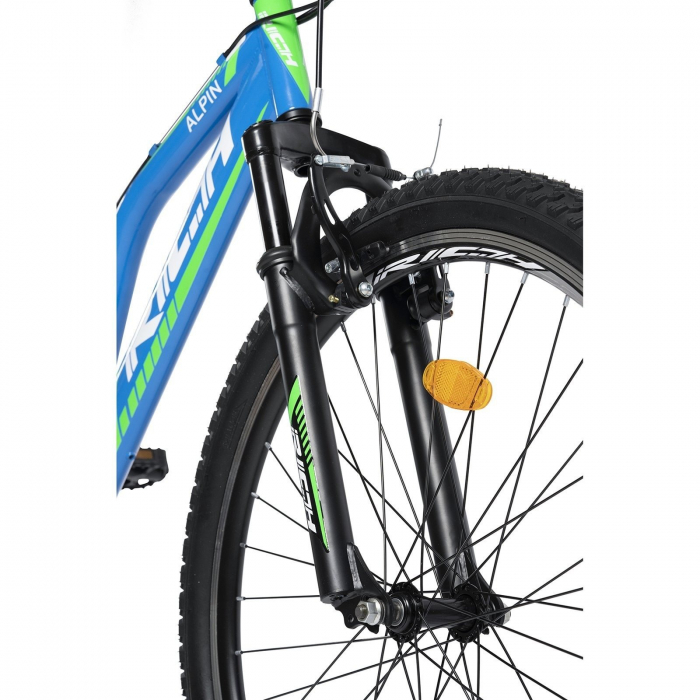 Bicicleta MTB-FS 26" RICH Alpin 2.6, cadru otel 17", frane V-Brake, 18 viteze, negru/portocaliu [4]