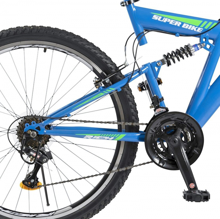 Bicicleta MTB-FS 26" RICH Alpin 2.6, cadru otel 17", frane V-Brake, 18 viteze, negru/portocaliu [8]