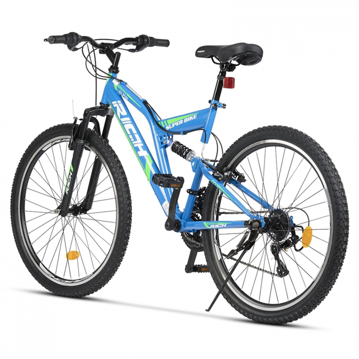 Bicicleta MTB-FS 26" RICH Alpin 2.6, cadru otel 17", frane V-Brake, 18 viteze, negru/portocaliu [3]