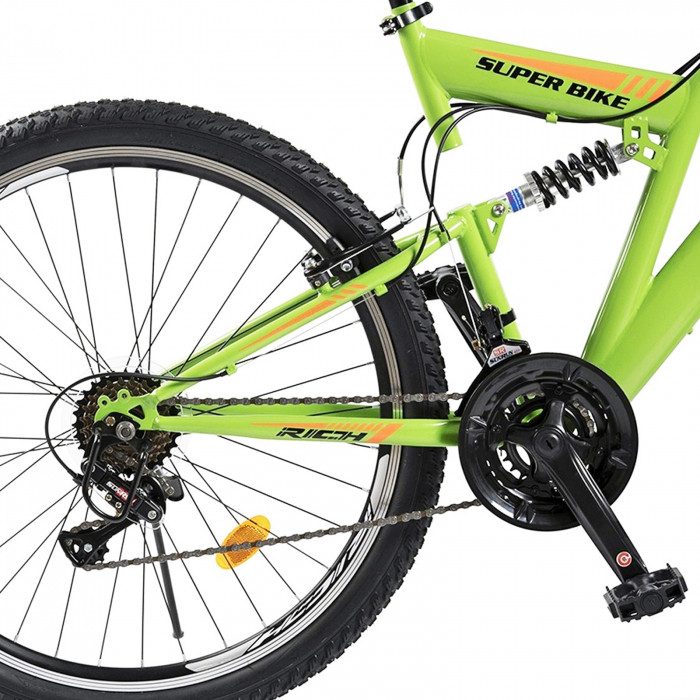 Bicicleta MTB-FS 26" RICH Alpin 2.6, cadru otel 17", frane V-Brake, 18 viteze, negru/portocaliu [8]