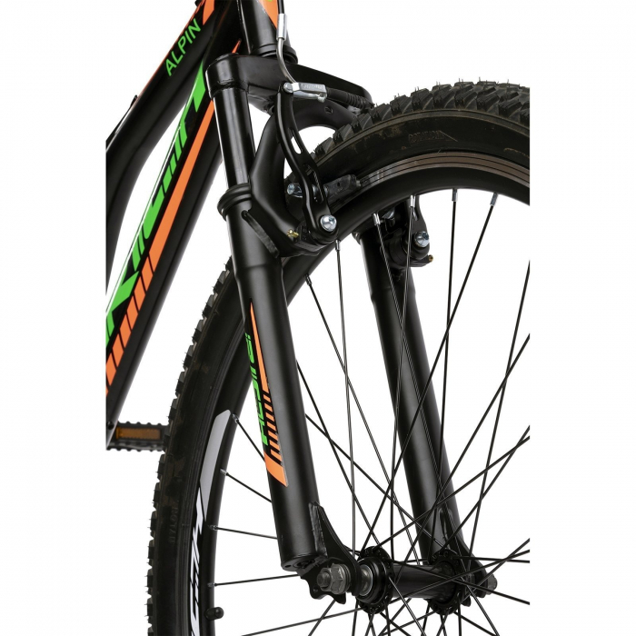 Bicicleta MTB-FS 26" RICH Alpin 2.6, cadru otel 17", frane V-Brake, 18 viteze, negru/portocaliu [4]