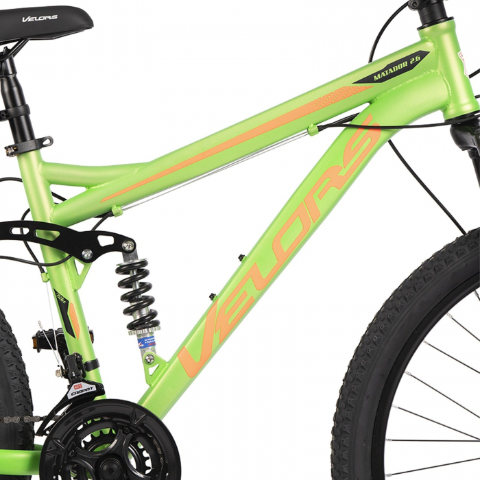 Bicicleta MTB-FS 26" VELORS Matador 2.6, cadru otel 17", manete secventiale, frane disc, 21 viteze, albastru/verde [13]