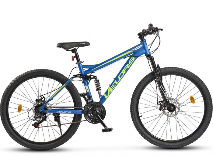 Bicicleta MTB-FS 26" VELORS Matador 2.6, cadru otel 17", manete secventiale, frane disc, 21 viteze, albastru/verde [2]