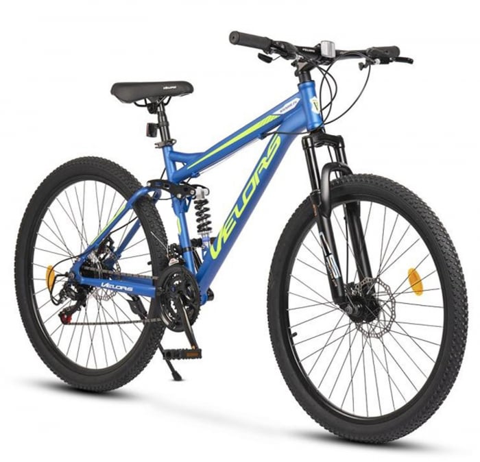 Bicicleta MTB-FS 26" VELORS Matador 2.6, cadru otel 17", manete secventiale, frane disc, 21 viteze, albastru/verde [1]