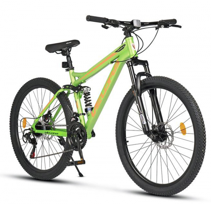 Bicicleta MTB-FS 26" VELORS Matador 2.6, cadru otel 17", manete secventiale, frane disc, 21 viteze, albastru/verde [1]