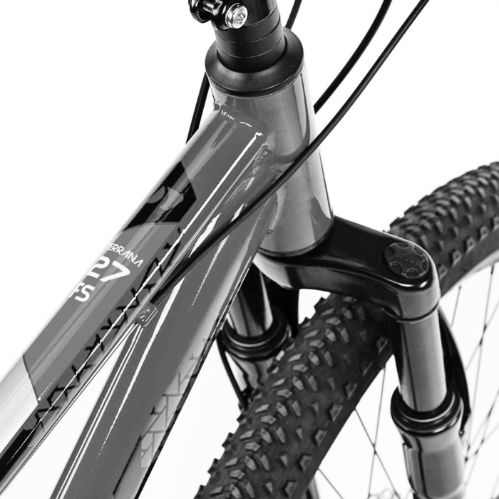 Bicicleta MTB-FS 27.5" DHS Terrana 2743, cadru otel 16.5", frane disc, 21 viteze, negru/rosu [4]