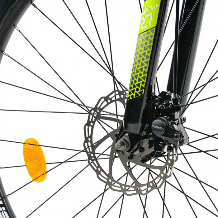 Bicicleta MTB-FS 27.5" DHS Terrana 2743, cadru otel 16.5", frane disc, 21 viteze, negru/rosu [3]