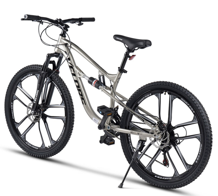 Bicicleta MTB-FS 27.5" VELORS Vector 2.7, cadru otel 17", jante magneziu, manete secventiale, frane disc, 21 viteze, argintiu [3]