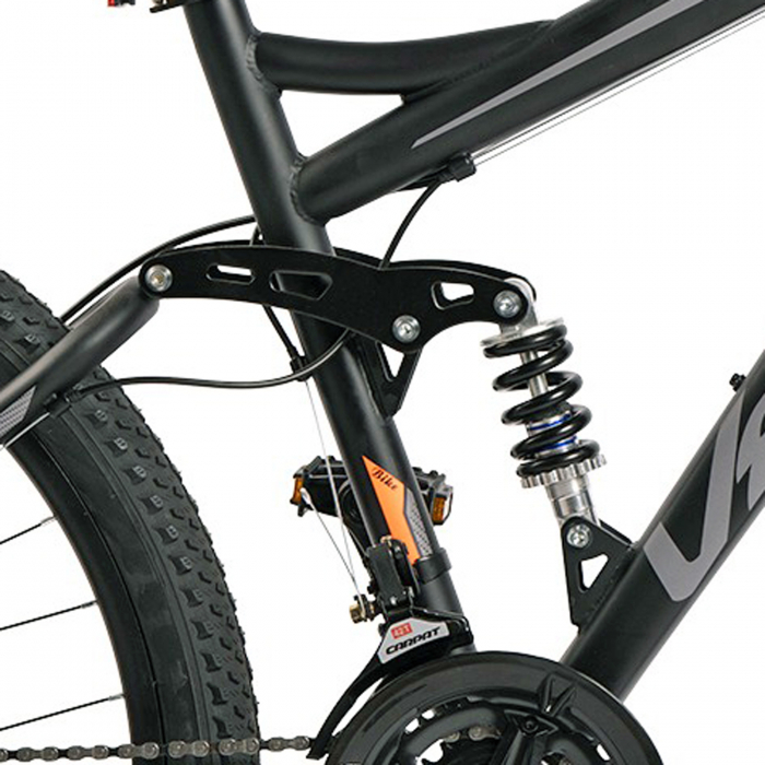 Bicicleta MTB-FS 27.5" VELORS Matador 2.7, cadru otel 17", manete secventiale, frane disc, 21 viteze, negru/gri [10]