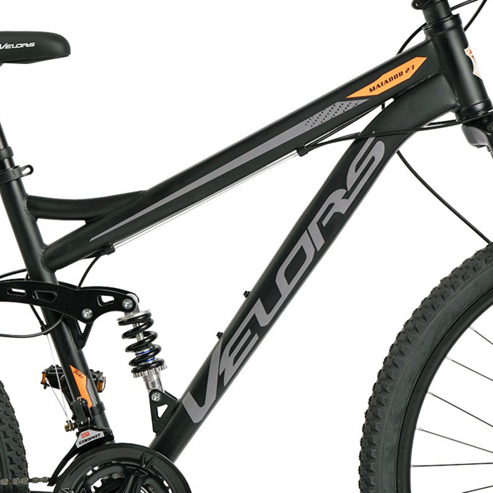 Bicicleta MTB-FS 27.5" VELORS Matador 2.7, cadru otel 17", manete secventiale, frane disc, 21 viteze, negru/gri [12]