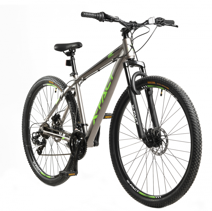 Bicicleta MTB-HT 29" X-FACT Atlas, cadru aluminiu 18", manete RevoShift, frane hidraulice, 21 viteze, gri/verde [1]