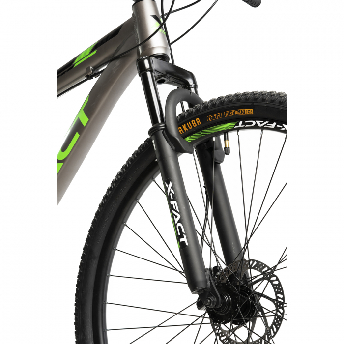 Bicicleta MTB-HT 29" X-FACT Atlas, cadru aluminiu 18", manete RevoShift, frane hidraulice, 21 viteze, gri/verde [3]