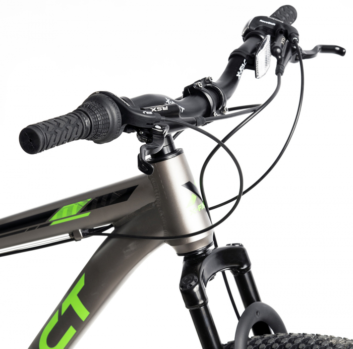 Bicicleta MTB-HT 29" X-FACT Atlas, cadru aluminiu 18", manete RevoShift, frane hidraulice, 21 viteze, gri/verde [4]