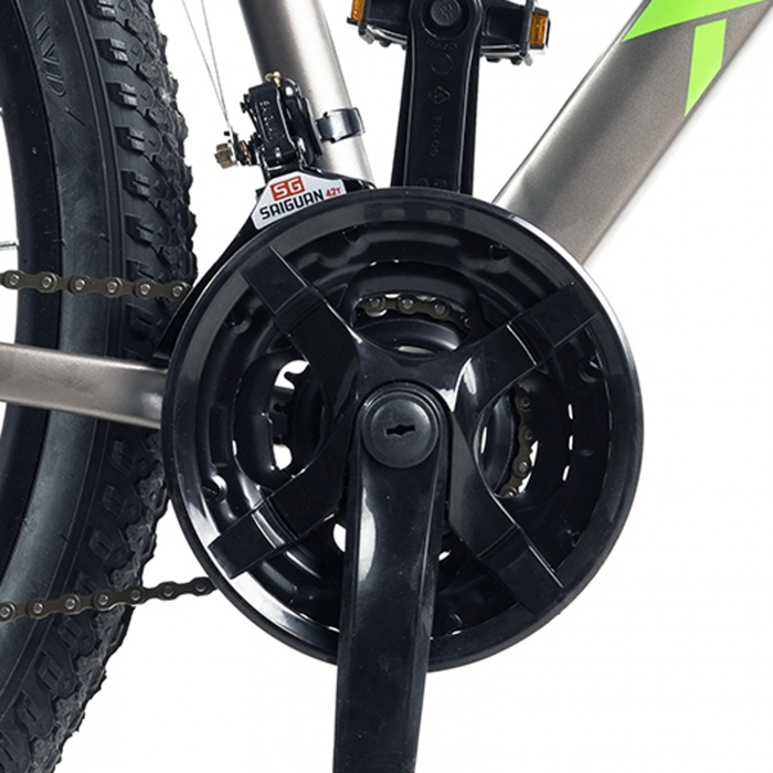 Bicicleta MTB-HT 29" X-FACT Atlas, cadru aluminiu 18", manete RevoShift, frane hidraulice, 21 viteze, gri/verde [7]