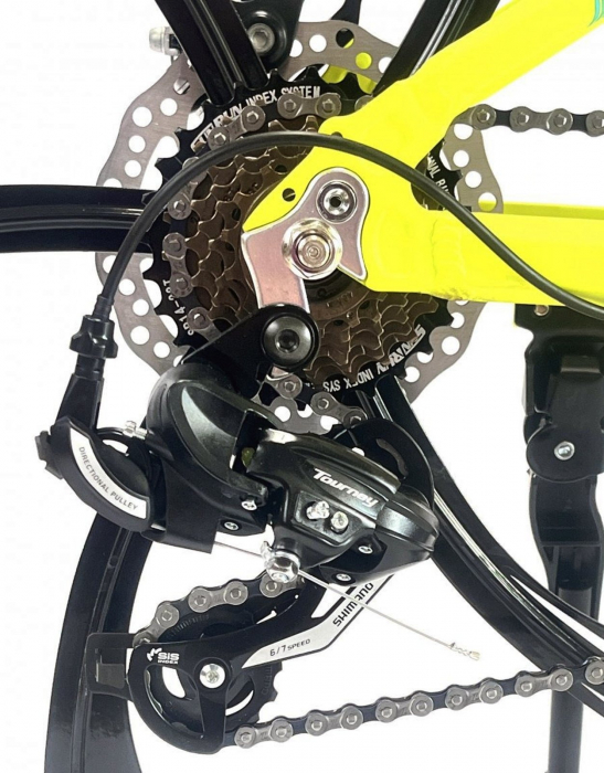 Bicicleta MTB-HT 24" BR Tornado ProMG, cadru aluminiu 13", jante magneziu, manete secventiale, frane disc, 21 viteze, negru [5]