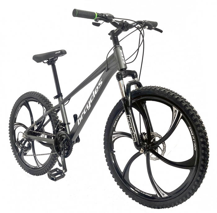 Bicicleta MTB-HT 24" BR Tornado ProMG, cadru aluminiu 13", jante magneziu, manete secventiale, frane disc, 21 viteze, negru [2]