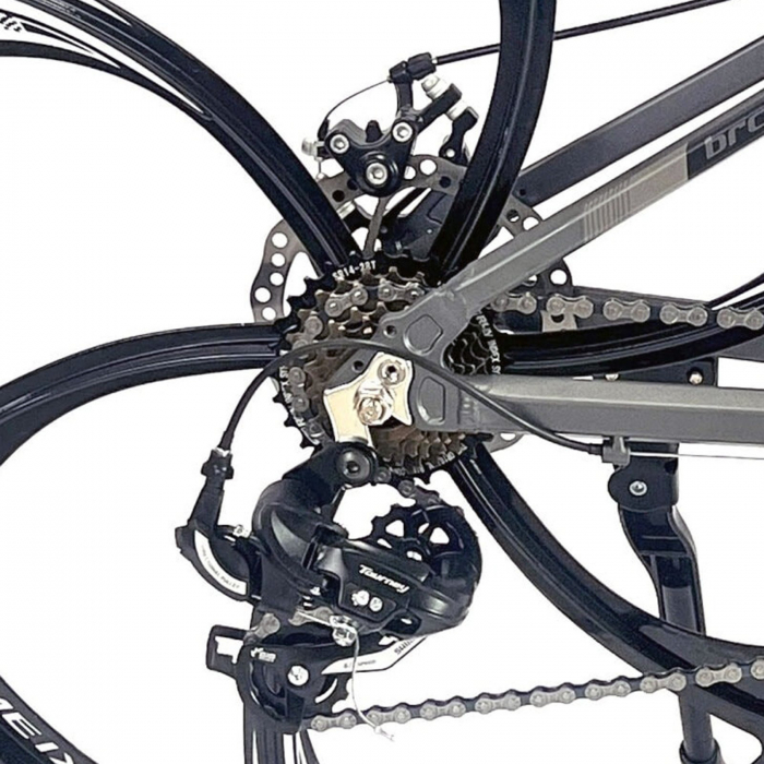 Bicicleta MTB-HT 24" BR Tornado ProMG, cadru aluminiu 13", jante magneziu, manete secventiale, frane disc, 21 viteze, negru [7]