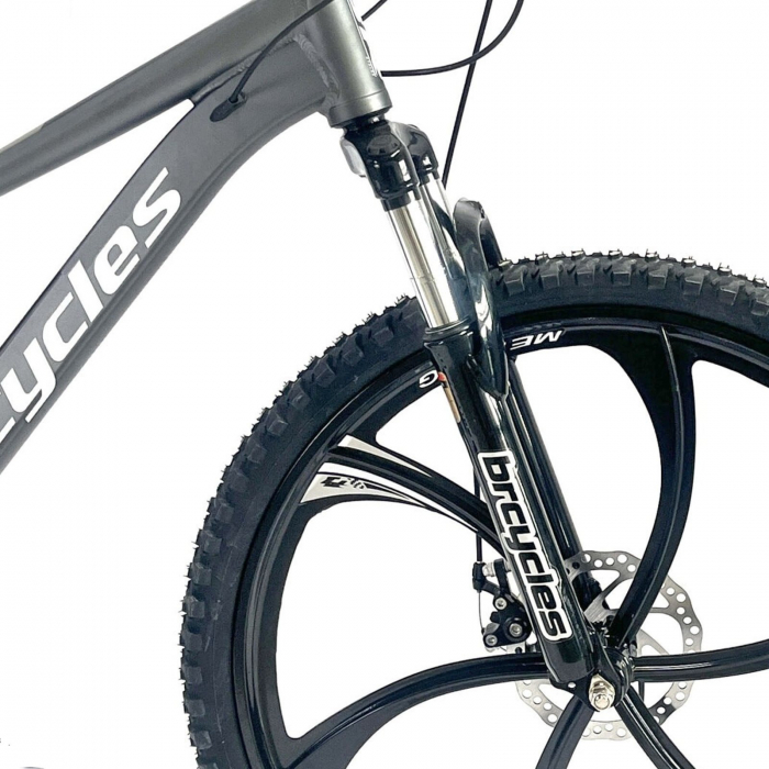 Bicicleta MTB-HT 24" BR Tornado ProMG, cadru aluminiu 13", jante magneziu, manete secventiale, frane disc, 21 viteze, negru [3]