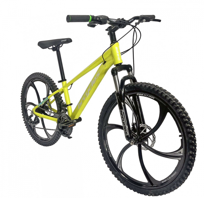 Bicicleta MTB-HT 24" BR Tornado ProMG, cadru aluminiu 13", jante magneziu, manete secventiale, frane disc, 21 viteze, negru [2]