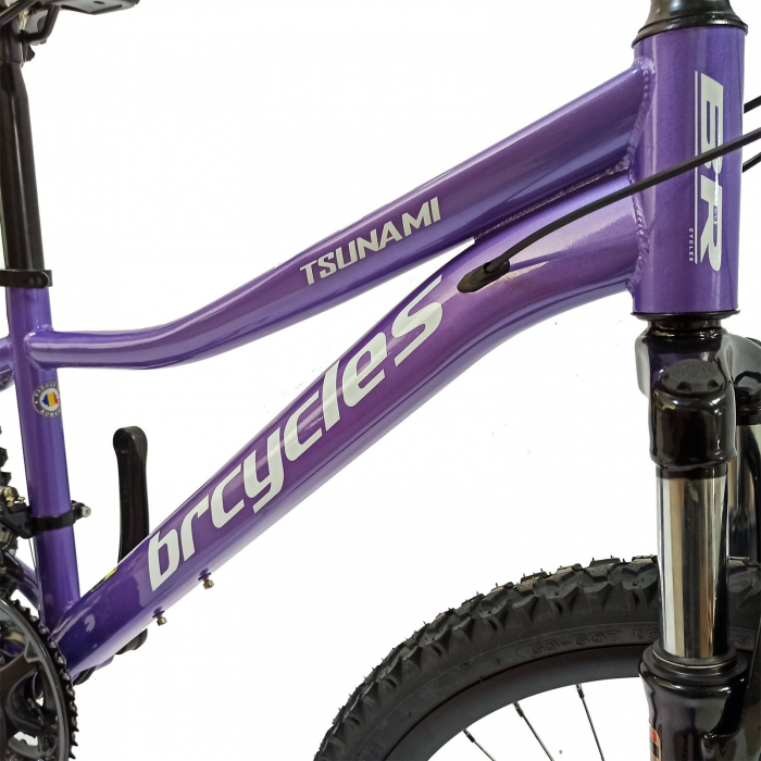 Bicicleta MTB-HT 24" BR Tsunami Pro2008, cadru otel 14", manete secventiale, frane disc, 21 viteze, violet [15]