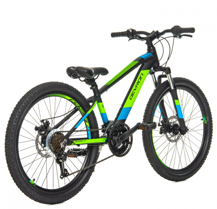 Bicicleta MTB-HT 24" DEVRON Alaska, cadru aluminiu 12.5", manete revoshift, frane disc, 21 viteze, negru/verde [3]