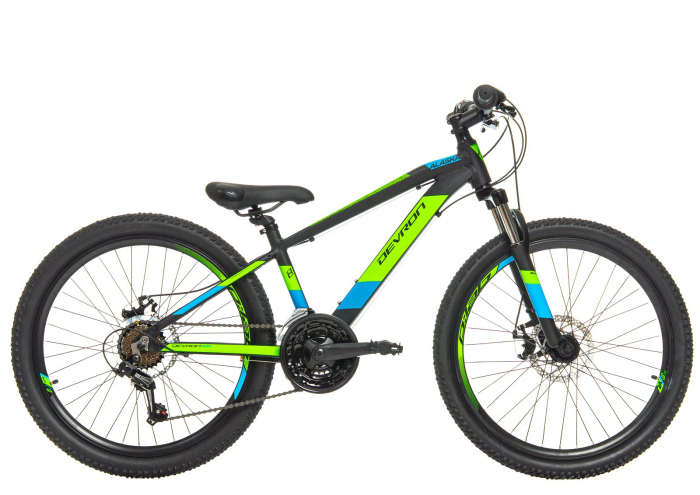 Bicicleta MTB-HT 24" DEVRON Alaska, cadru aluminiu 12.5", manete revoshift, frane disc, 21 viteze, negru/verde [2]
