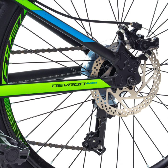 Bicicleta MTB-HT 24" DEVRON Alaska, cadru aluminiu 12.5", manete revoshift, frane disc, 21 viteze, negru/verde [6]