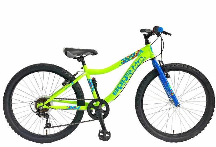 Bicicleta MTB-HT 24" POLAR Booster Plasma 240, cadru otel 9.5", frane V-Brake, 6 viteze, negru/albastru [1]