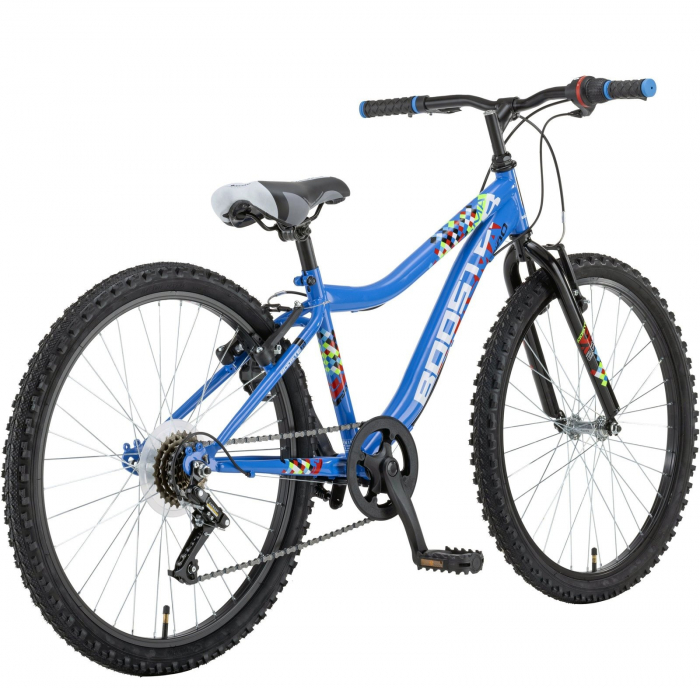Bicicleta MTB-HT 24" POLAR Booster Plasma 240, cadru otel 9.5", frane V-Brake, 6 viteze, negru/albastru [2]