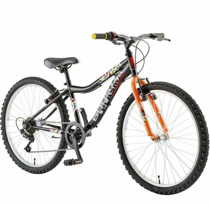 Bicicleta MTB-HT 24" POLAR Booster Plasma 240, cadru otel 9.5", frane V-Brake, 6 viteze, negru/albastru [2]